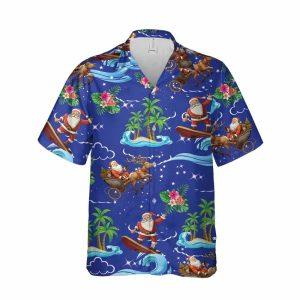Christmas Hawaiian Shirt, Christmas Tropical Sea Button&hellip;