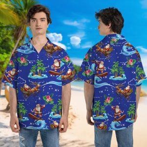 Christmas Hawaiian Shirt, Christmas Tropical Sea Button&hellip;