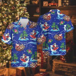 Christmas Hawaiian Shirt, Christmas Tropical Sea Santa&hellip;
