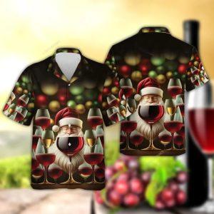 Christmas Hawaiian Shirt, Christmas Wine Santa Claus&hellip;