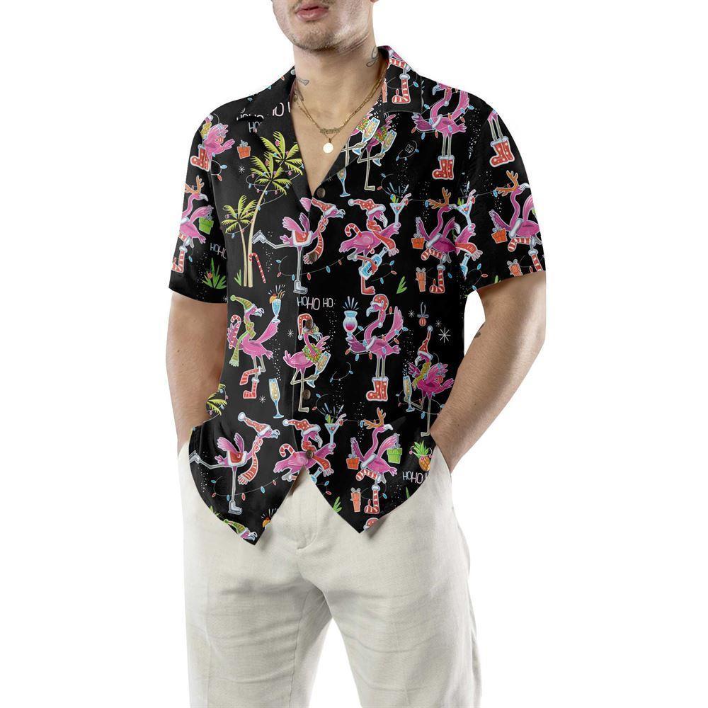 Christmas Hawaiian Shirt, Funny Christmas Flamingo Hawaiian Shirt, Xmas Hawaiian Shirts