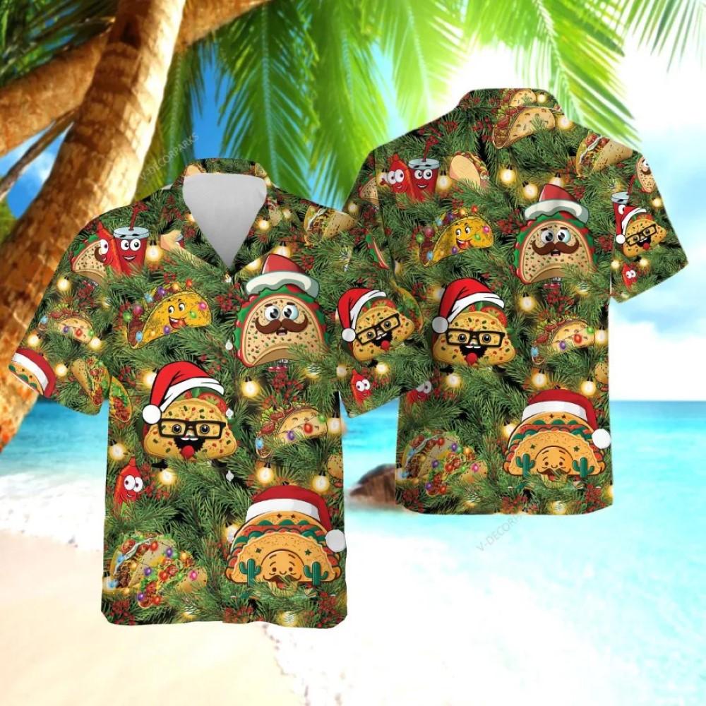 Christmas Hawaiian Shirt, Funny Taco Hawaiian Shirt For Men Women, Xmas Hawaiian Shirts