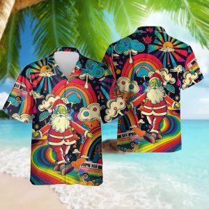 Christmas Hawaiian Shirt, Hippie Santa Mushroom Hawaiian&hellip;