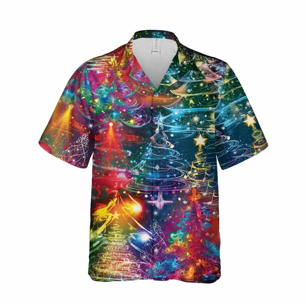 Christmas Hawaiian Shirt, Hologram Xmas Tree Unisex Hawaiian Shirt, Xmas Hawaiian Shirts