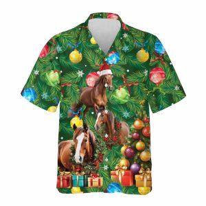 Christmas Hawaiian Shirt, Horse Christmas Pine Tree&hellip;