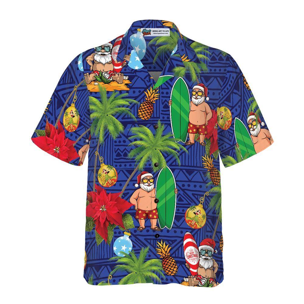 Christmas Hawaiian Shirt, Merry Christmas Santa Claus Funny Christmas Hawaiian Shirt, Xmas Hawaiian Shirts