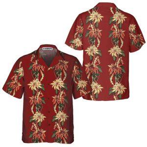Christmas Hawaiian Shirt, Poinsettia Christmas Hawaii Shirt, Xmas Hawaiian Shirts