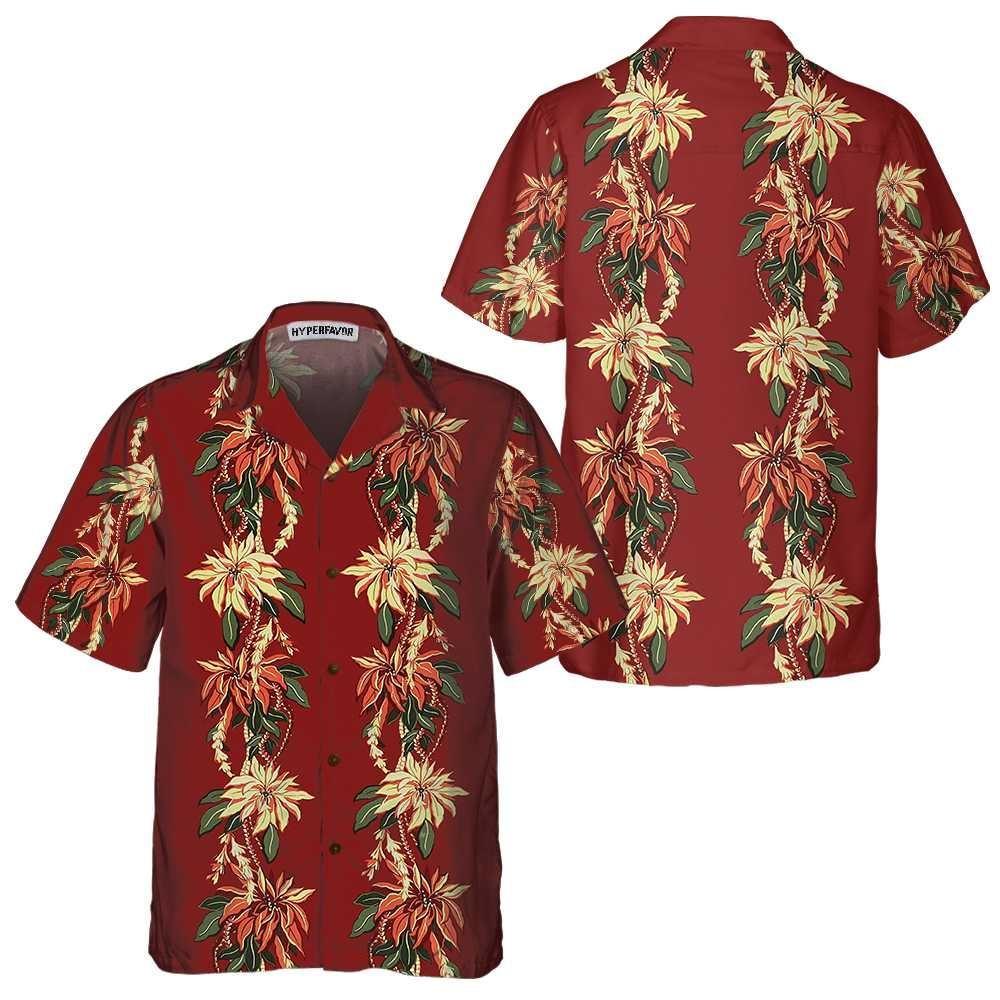 Christmas Hawaiian Shirt, Poinsettia Christmas Hawaii Shirt, Xmas Hawaiian Shirts