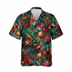 Christmas Hawaiian Shirt, Red Dragon Fire Unisex&hellip;