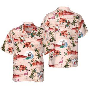 Christmas Hawaiian Shirt, Santa Beach Christmas Pattern Hawaiian Shirt, Xmas Hawaiian Shirts
