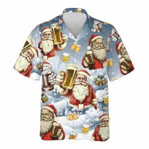 Christmas Hawaiian Shirt, Santa Beer Hawaiian Shirt&hellip;