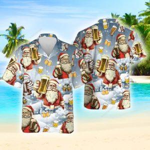 Christmas Hawaiian Shirt, Santa Beer Hawaiian Shirt&hellip;