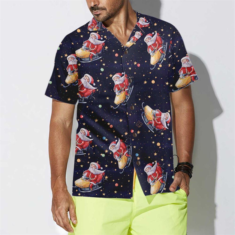 Christmas Hawaiian Shirt, Santa Claus Riding Snowmobile Christmas Hawaiian Shirt, Xmas Hawaiian Shirts