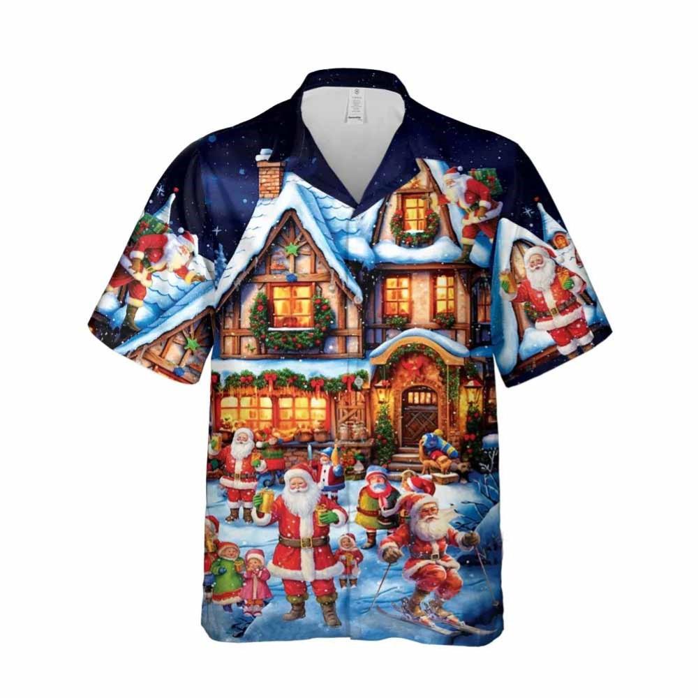 Christmas Hawaiian Shirt, Santa Clause House Unisex Hawaiian Shirt, Xmas Hawaiian Shirts