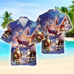 Christmas Hawaiian Shirt, Santa Drinking Beer Hawaiian&hellip;