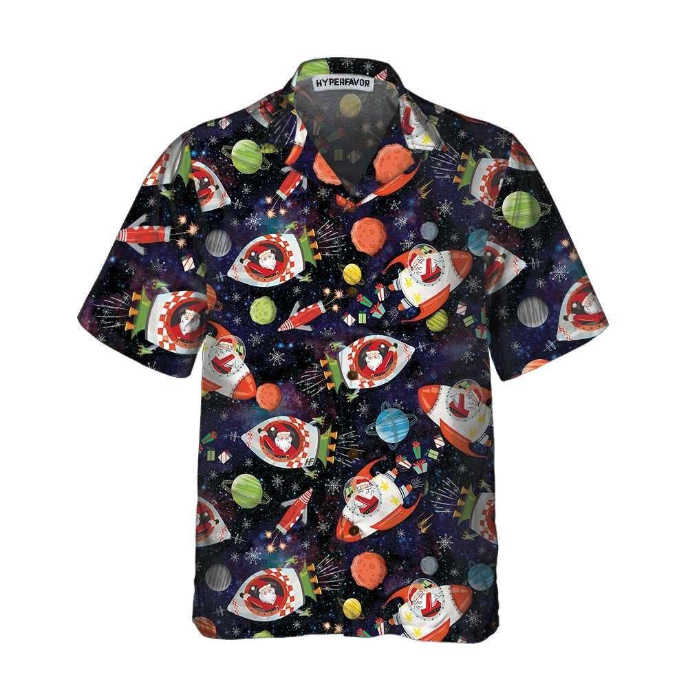 Christmas Hawaiian Shirt, Santa In Outer Space Hawaiian Shirt, Xmas Hawaiian Shirts