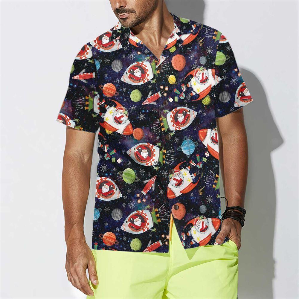 Christmas Hawaiian Shirt, Santa In Outer Space Hawaiian Shirt, Xmas Hawaiian Shirts