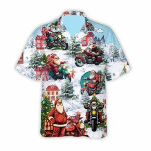 Christmas Hawaiian Shirt, Santa Motorcycle Hawaiian Shirt&hellip;