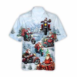 Christmas Hawaiian Shirt, Santa Riding Motorbike Hawaiian&hellip;