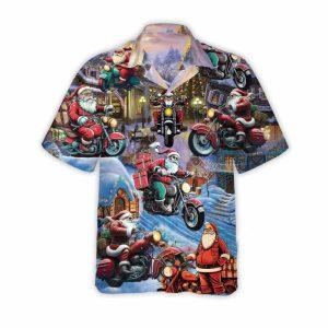 Christmas Hawaiian Shirt, Santa Riding Motorcycle Summer&hellip;