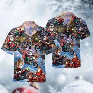 Christmas Hawaiian Shirt, Santa Riding Motorcycle Summer&hellip;