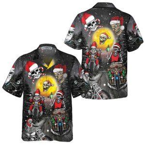 Christmas Hawaiian Shirt, Santa Skeleton Merry Christmas Hawaiian Shirt, Xmas Hawaiian Shirts