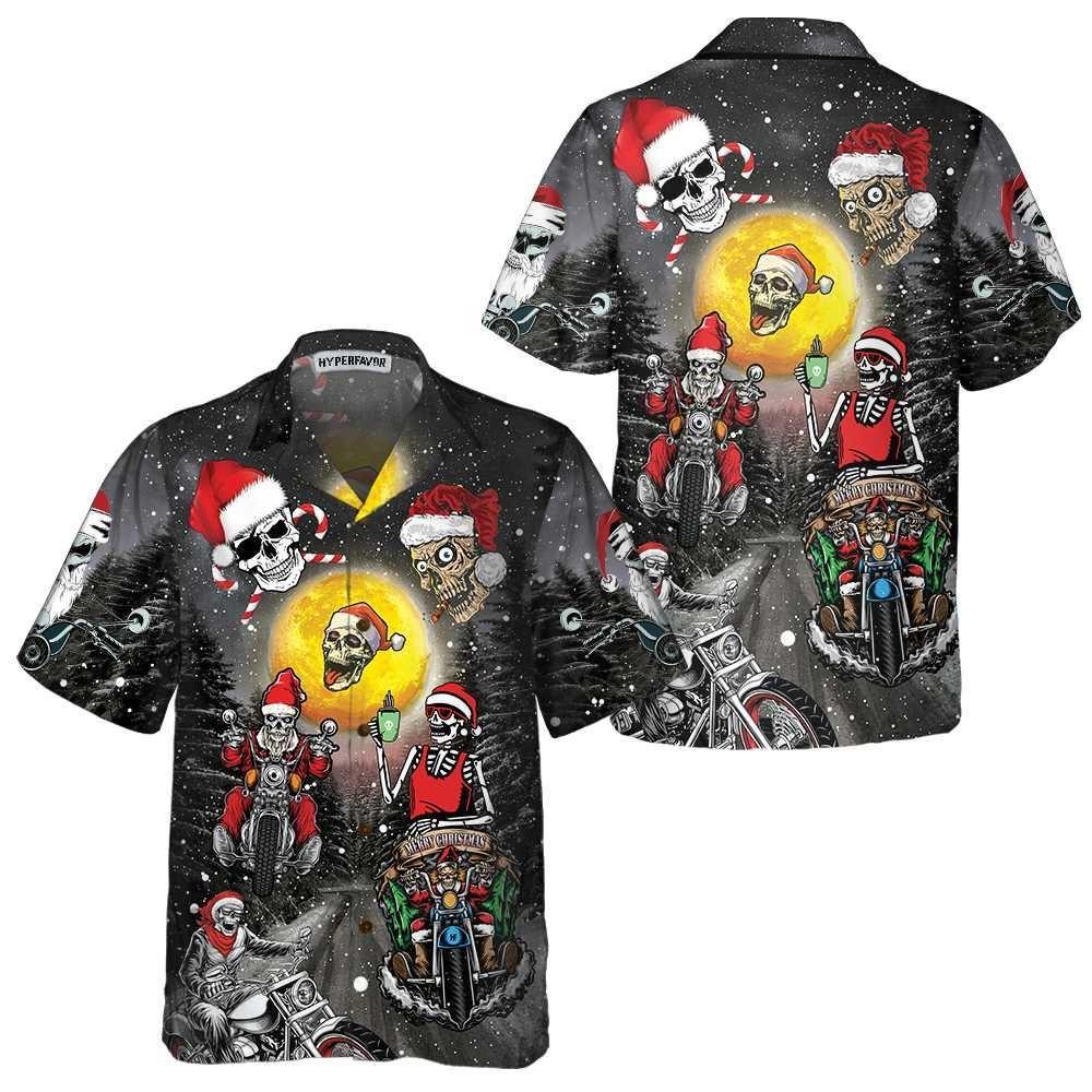 Christmas Hawaiian Shirt, Santa Skeleton Merry Christmas Hawaiian Shirt, Xmas Hawaiian Shirts