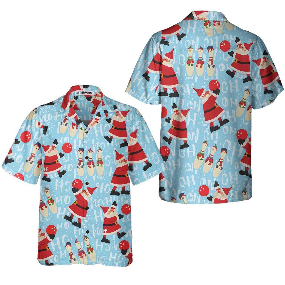 Christmas Hawaiian Shirt, Santa With Bowling Ball Christmas Hawaiian Shirt, Xmas Hawaiian Shirts