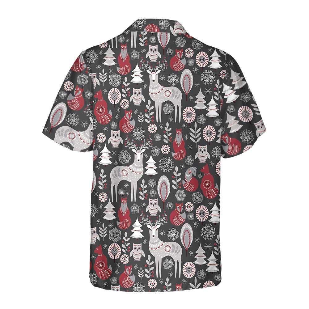 Christmas Hawaiian Shirt, Scandinavian Woodland Animals Hawaiian Shirt, Xmas Hawaiian Shirts