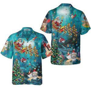 Christmas Hawaiian Shirt, Scuba Diving Santa Claus&hellip;