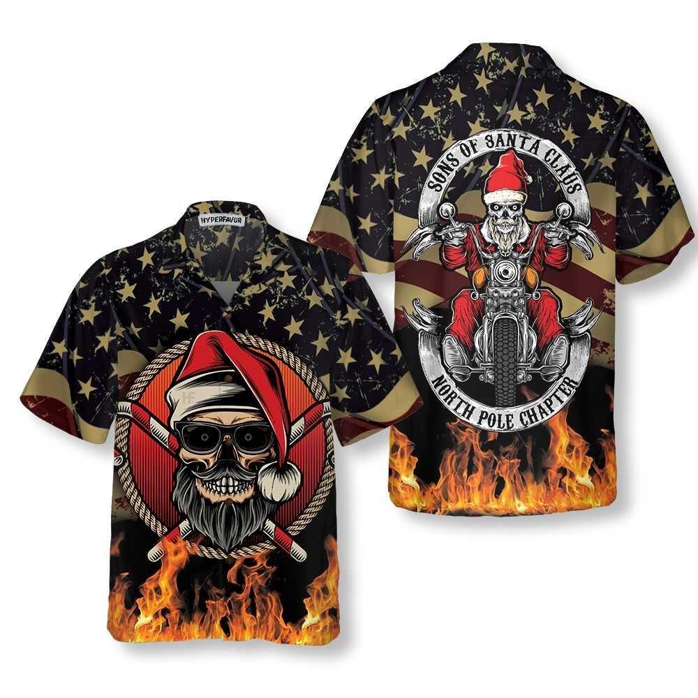 Christmas Hawaiian Shirt, Sons Of Santa Claus North Pole Chapter Christmas Hawaiian Shirt, Xmas Hawaiian Shirts