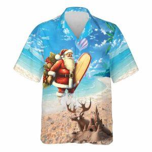 Christmas Hawaiian Shirt, Surfing Santa Hawaiian Shirt&hellip;