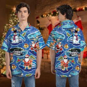 Christmas Hawaiian Shirt, Tropical Christmas Button Hawaiian&hellip;
