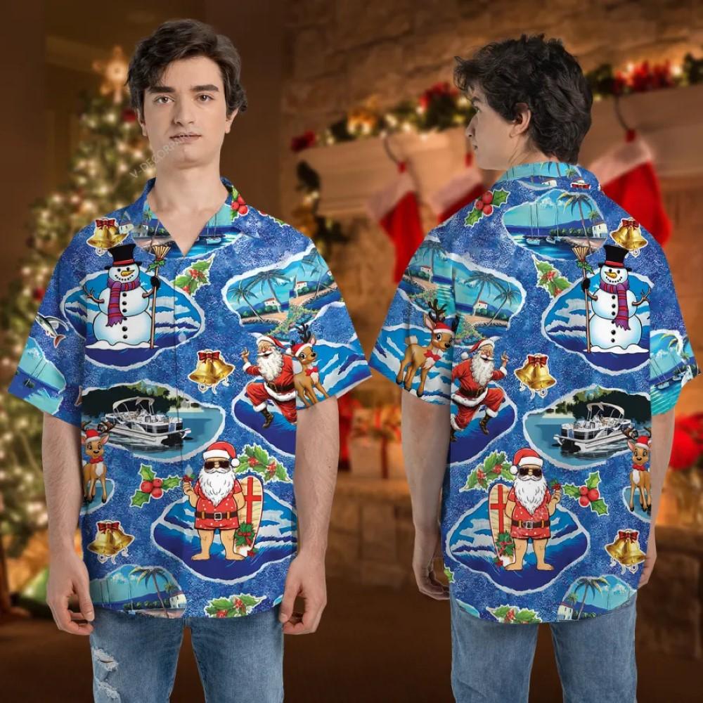 Christmas Hawaiian Shirt, Tropical Christmas Button Hawaiian Shirt, Xmas Hawaiian Shirts