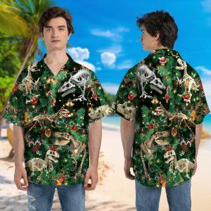 Christmas Hawaiian Shirt, Xmas Dinosaur Fossils Hawaiian&hellip;