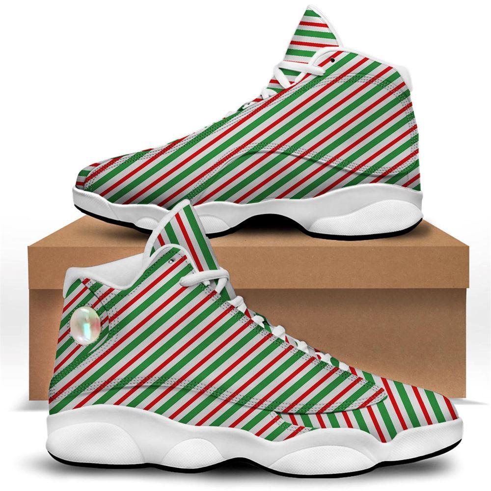 Christmas JD13 Shoes, Christmas Shoes, Candy Cane Stripes Christmas Print Jd13 Shoes, Christmas Shoes 2023