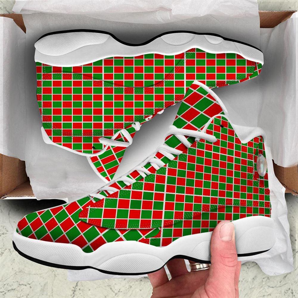 Christmas JD13 Shoes, Christmas Shoes, Checkered Merry Christmas Print Pattern Jd13 Shoes, Christmas Shoes 2023