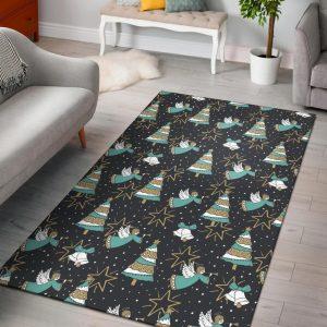 Christmas Rugs, Christmas Area Rugs, Angel Christmas Print Pattern Area Limited Edition Rug, Christmas Floor Mats