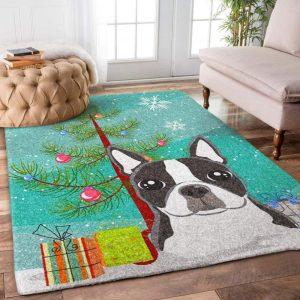 Christmas Rugs, Christmas Area Rugs, Boston Terrier Christmas Limited Edition Rug, Christmas Floor Mats