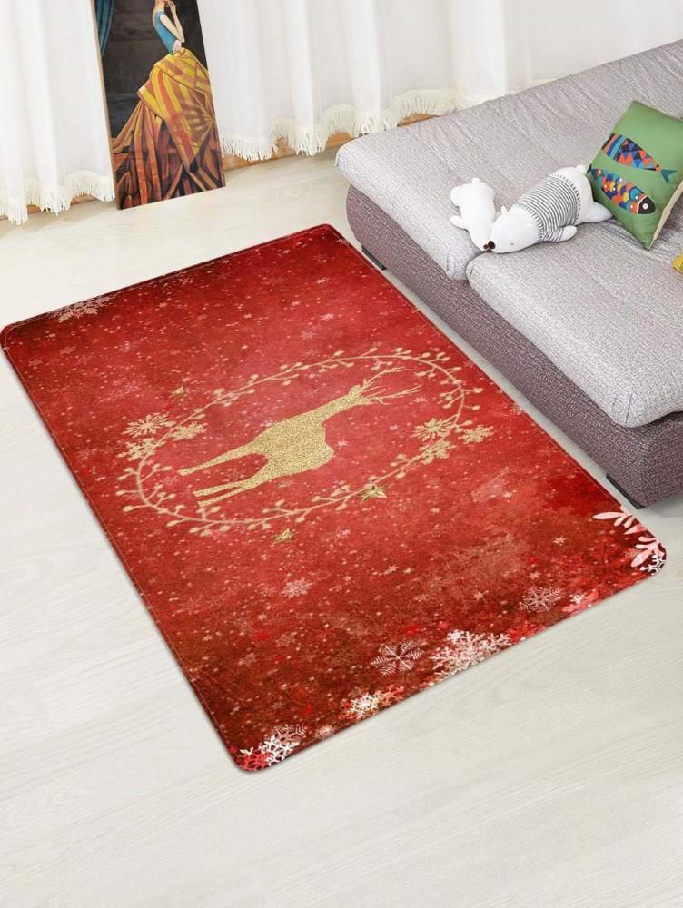 Christmas Rugs, Christmas Area Rugs, Candy Cane Comfort With Christmas Deer Limited Edition Rug, Christmas Floor Mats