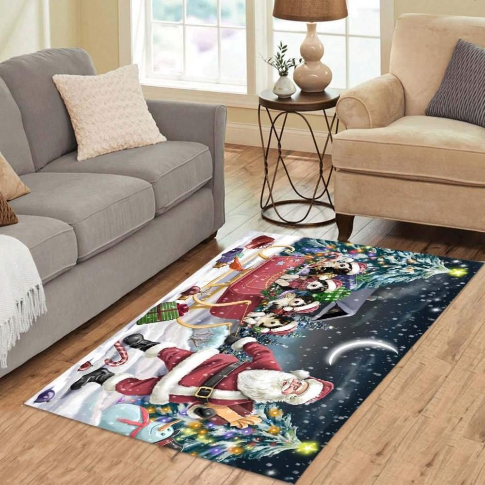 Christmas Rugs, Christmas Area Rugs, Christmas Bernedoodle Limited Edition Rug, Christmas Floor Mats