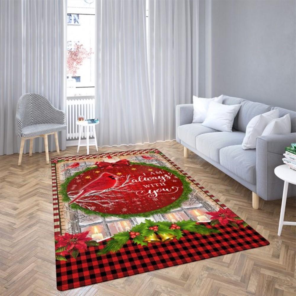 Christmas Rugs, Christmas Area Rugs, Christmas Cardinal I Am Always With You Rug , Christmas Floor Mats