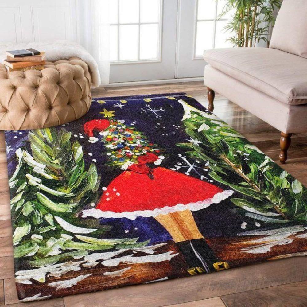 Christmas Rugs, Christmas Area Rugs, Christmas Tree Girl Limited Edition Rug, Christmas Floor Mats