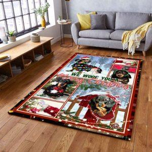Christmas Rugs, Christmas Area Rugs, Dachshund Rug We Woof You A Merry Christmas, Christmas Floor Mats