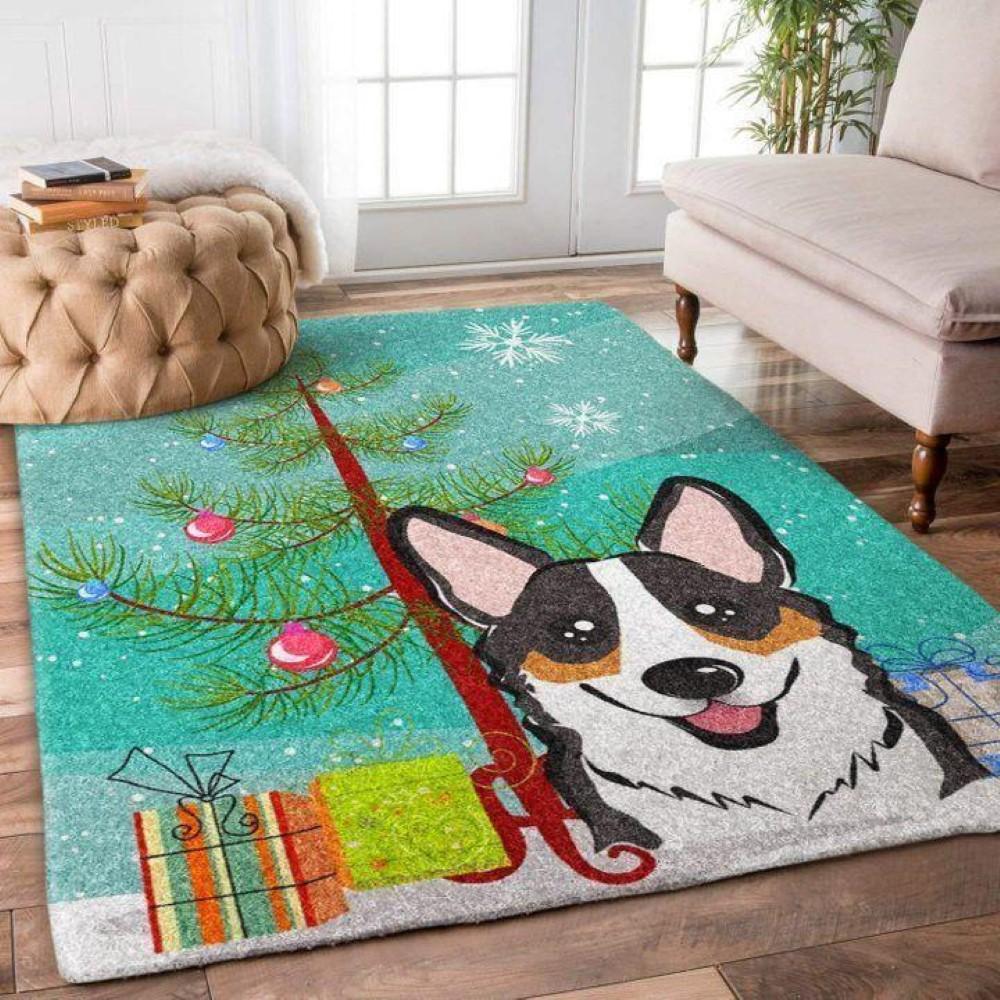Christmas Rugs, Christmas Area Rugs, Depicting The Quirkiness Corgi With Christmas Limited Edition Rug, Christmas Floor Mats