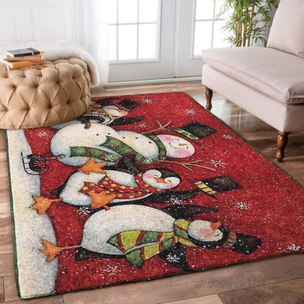 Christmas Rugs, Christmas Area Rugs, Festive Fiber With Christmas Snowman Limited Edition Rug, Christmas Floor Mats