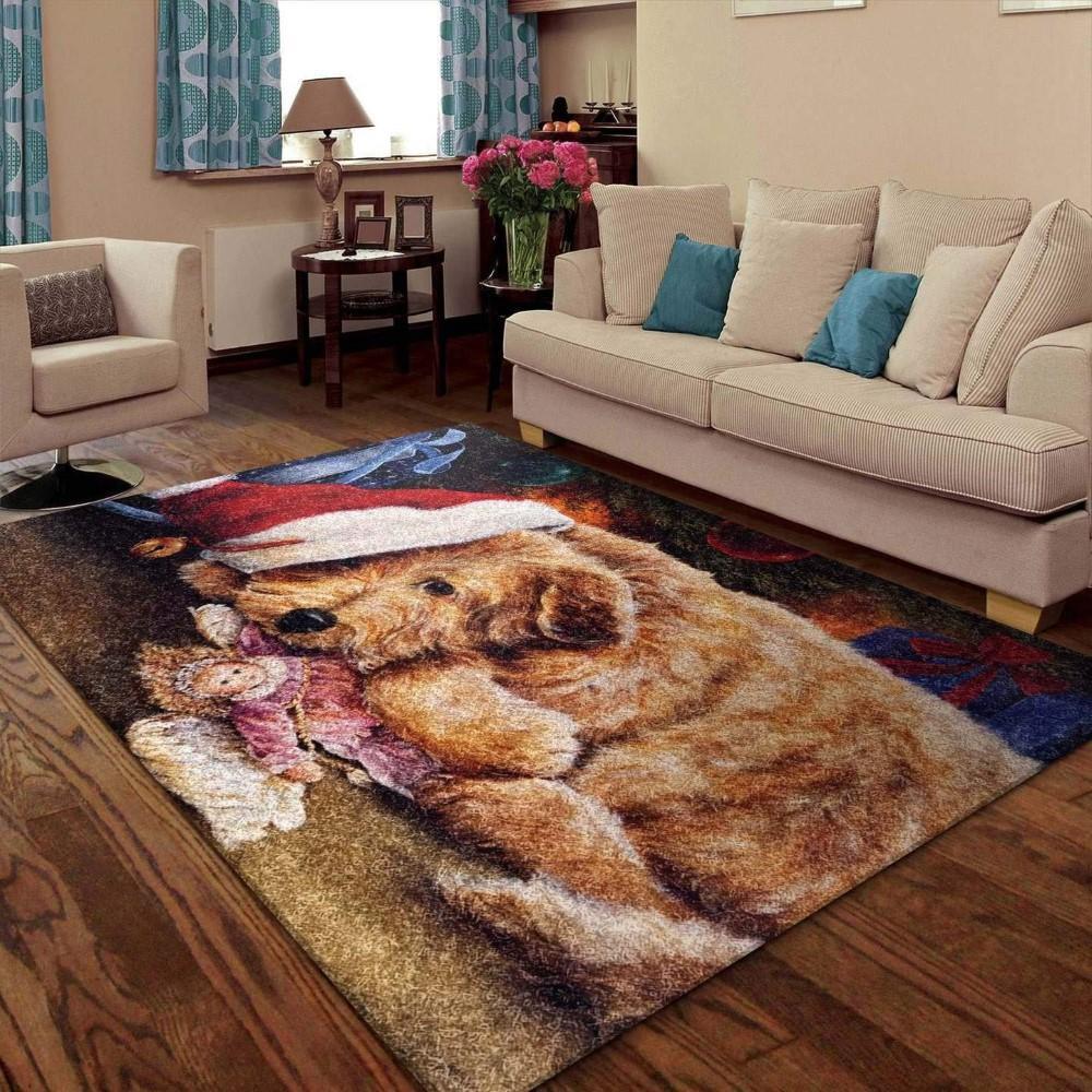 Christmas Rugs, Christmas Area Rugs, Mistletoe Magic With Christmas Dog Limited Edition Rug, Christmas Floor Mats