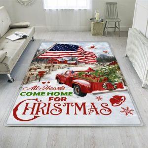 Christmas Rugs, Christmas Area Rugs, Red Truck American Rug All Hearts Come Home For Christmas , Christmas Floor Mats