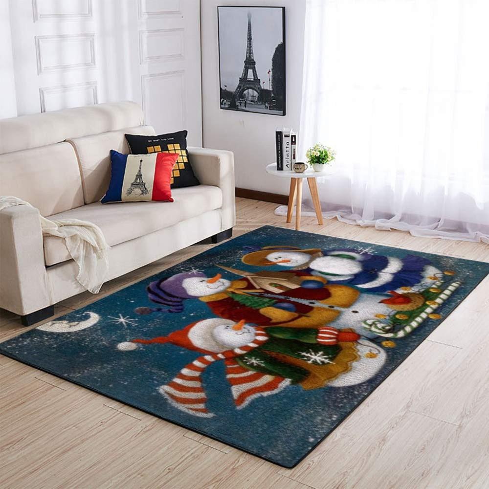 Christmas Rugs, Christmas Area Rugs, Smiles With Christmas Snowman Area Limited Edition Rug, Christmas Floor Mats