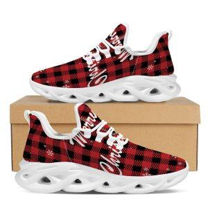Christmas Shoes, Christmas Running Shoes, Buffalo Plaid Christmas Print White Max Soul Shoes, Christmas Shoes 2023